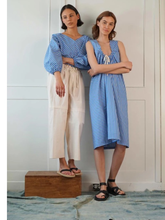 Reversible Uma Dress In Blue Stripe — image 3 of 7